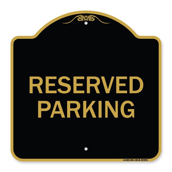 Reserved Parking Bright Yellow, Black & Gold Aluminum Architectural Sign, 18" x 18", BG-1818-22991